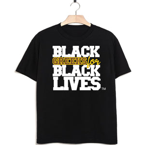 black hemp short sleeve t-shirt "Black Greeks for Black Lives" iota phi theta paraphernalia apparel