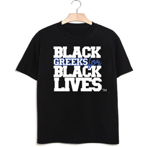 black hemp short sleeve t-shirt "Black Greeks for Black Lives" phi beta sigma paraphernalia apparel