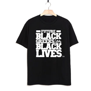 black 100% organic cotton youth short sleeve t-shirt "Future Black Greeks for Black Lives" future divine nine NPHC paraphernalia apparel