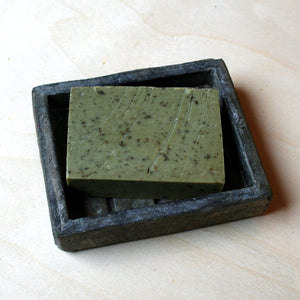 "Woke" (eucalyptus and peppermint oils) handmade, all natural, vegan, cruelty-free soap with some fair trade ingredients 