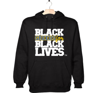 black 100% organic cotton hooded sweatshirt hoodie "Black Greeks for Black Lives" sigma gamma rho paraphernalia apparel