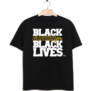 black hemp short sleeve t-shirt "Black Greeks for Black Lives" alpha phi alpha paraphernalia apparel