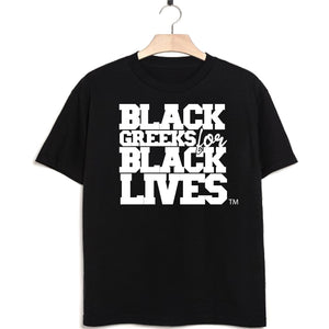 black hemp short sleeve t-shirt "Black Greeks for Black Lives" divine nine NPHC paraphernalia apparel