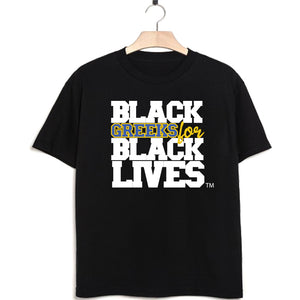 black hemp short sleeve t-shirt "Black Greeks for Black Lives" sigma gamma rho paraphernalia apparel