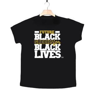black 100% organic cotton toddler short sleeve t-shirt "Future Black Greeks for Black Lives" future alpha phi alpha paraphernalia apparel