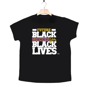 black 100% organic cotton toddler short sleeve t-shirt "Future Black Greeks for Black Lives" future omega psi phi paraphernalia apparel