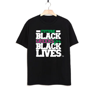 black 100% organic cotton youth short sleeve t-shirt "Future Black Greeks for Black Lives" future alpha kappa alpha paraphernalia apparel