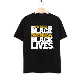 black 100% organic cotton youth short sleeve t-shirt "Future Black Greeks for Black Lives" future iota phi theta paraphernalia apparel