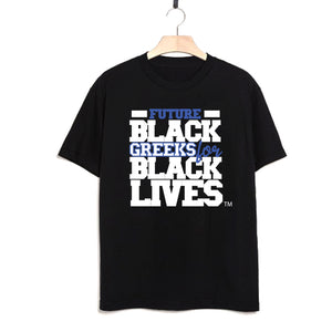 black 100% organic cotton youth short sleeve t-shirt "Future Black Greeks for Black Lives" future phi beta sigma paraphernalia apparel